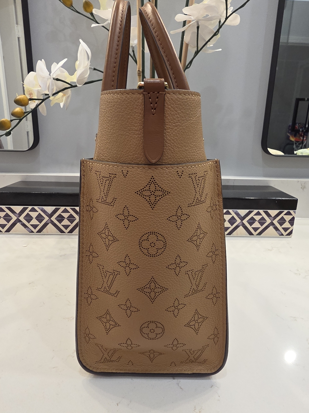 Louis Vuitton Tan and Brown Leather Satchel with Gold Hardware - Picture 4 of 15